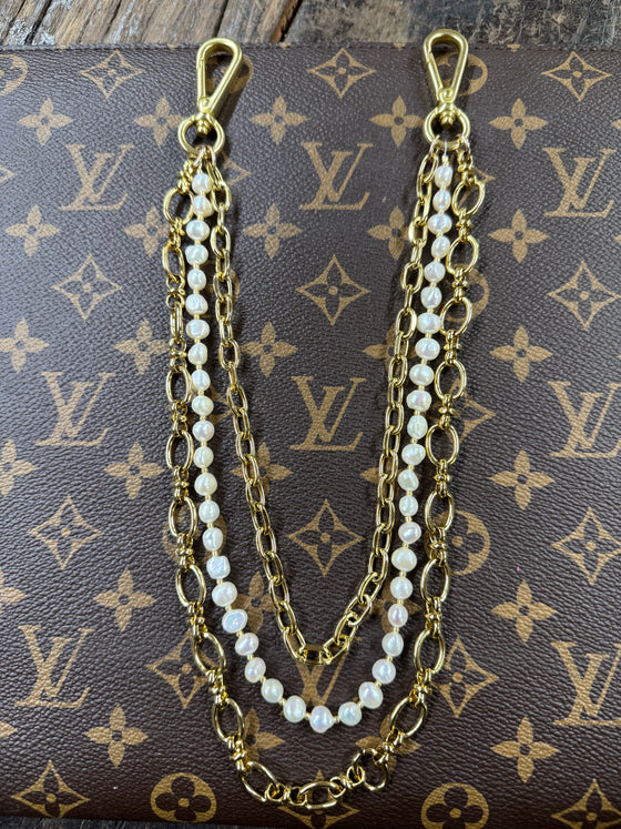 LAV x JForks Pearl Beaded 3 Strand Chain