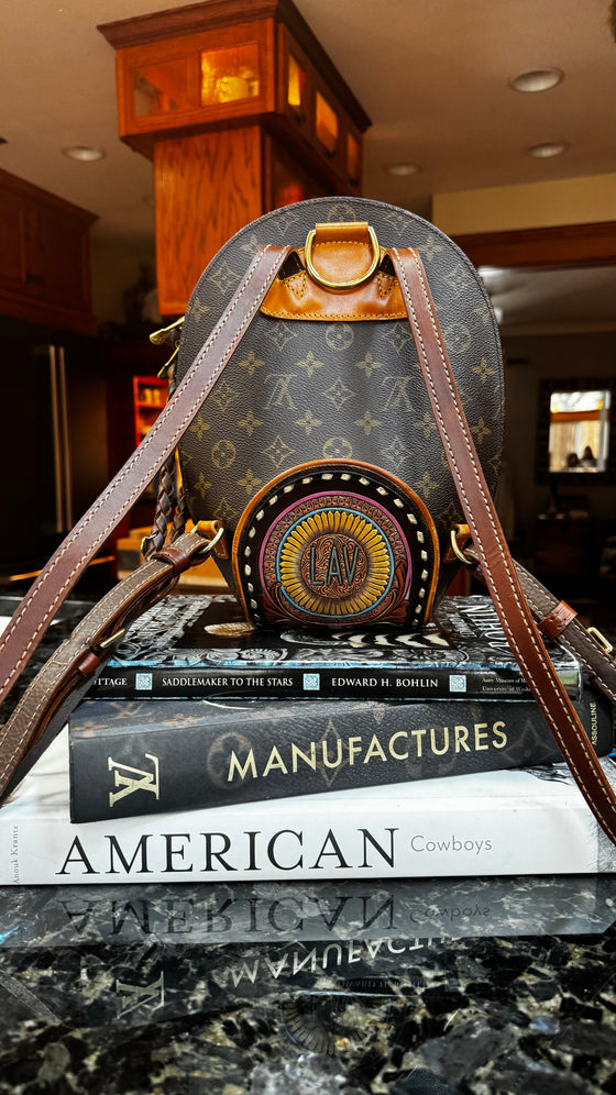 LAV Original Ellipse Backpack Chocolate x Western Skies Tooled Patch