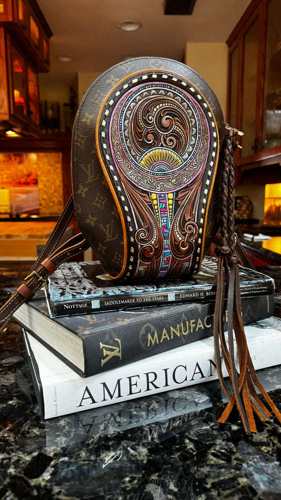 LAV Original Ellipse Backpack Chocolate x Western Skies Tooled Patch