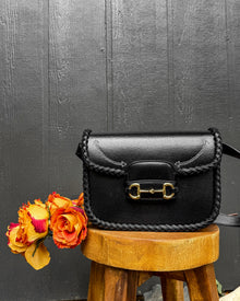  LAV Original Horsebit 1955 Small Shoulder Bag Noir Braided w/Smile Pocket Stitching