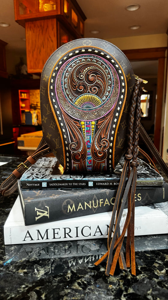 LAV Original Ellipse Backpack Chocolate x Western Skies Tooled Patch