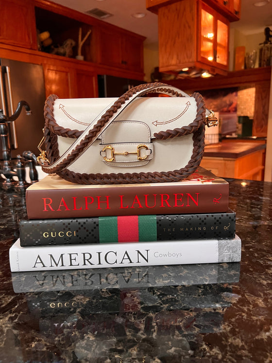 LAV Original Horsebit 1955 Small Shoulder Bag Chocolate Braided w/Smile Pocket Stitching