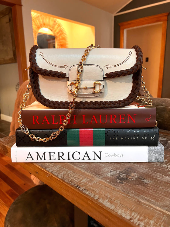 LAV Original Horsebit 1955 Small Shoulder Bag Chocolate Braided w/Smile Pocket Stitching